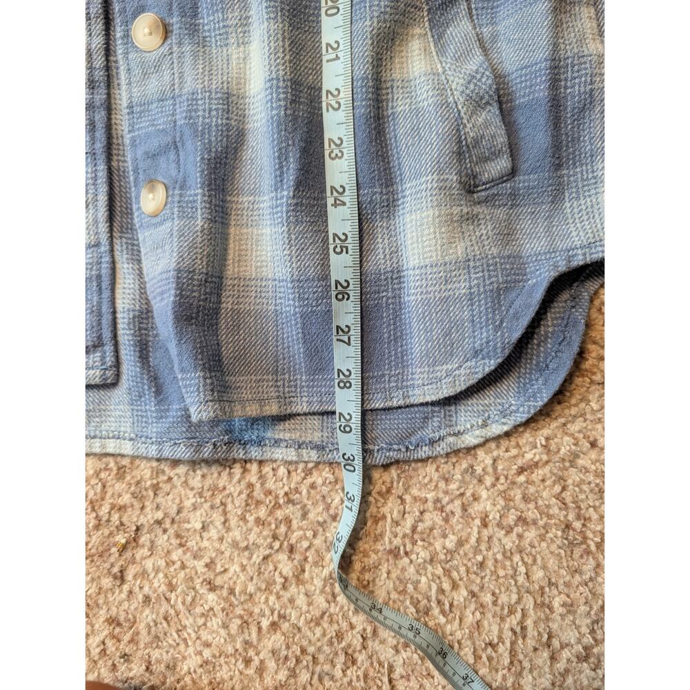 BDG Urban Outfitters Jacket Womens Small Blue Plaid Hooded Shacket Flannel - Picture 7 of 11